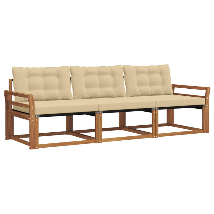 Set de canapele de exterior cu pernă 3 pcs Natural și Bej WALTI