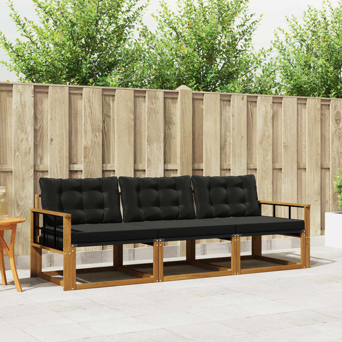 Set de canapele de exterior cu pernă 3 pcs Natural și Negru - WALTI WALTI