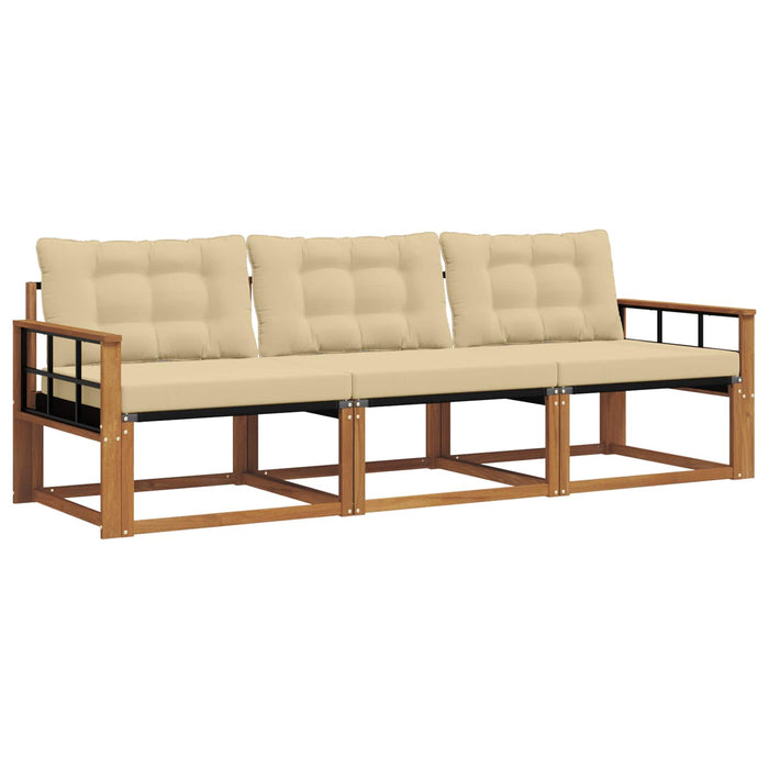 Set de canapele de exterior cu pernă 3 pcs Natural și Bej WALTI