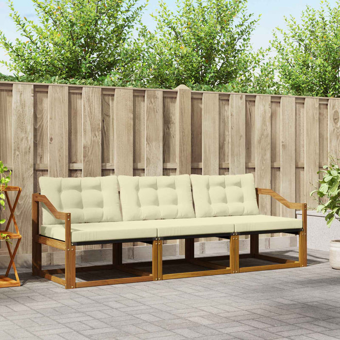 Set de canapele de exterior cu pernă 3 pcs Natural și Crem - WALTI WALTI