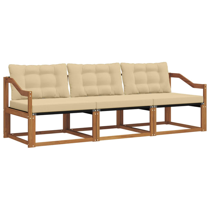 Set de canapele de exterior cu pernă 3 pcs Natural și Bej WALTI