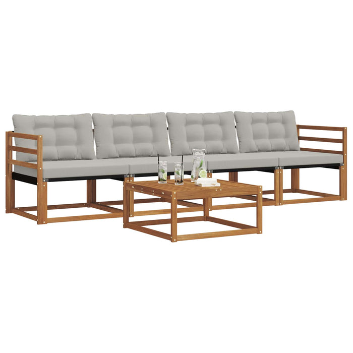 Set de canapele de exterior 5 pcs Gri natural și deschis - WALTI WALTI