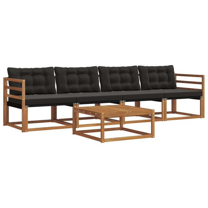 Set de canapele de exterior cu pernă 5 pcs Natural și Negru - WALTI WALTI