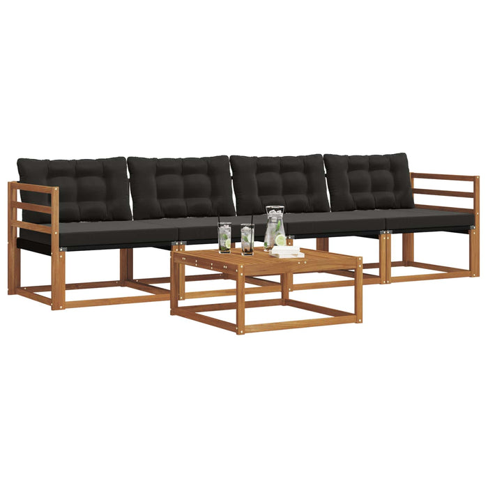 Set de canapele de exterior cu pernă 5 pcs Natural și Negru - WALTI WALTI
