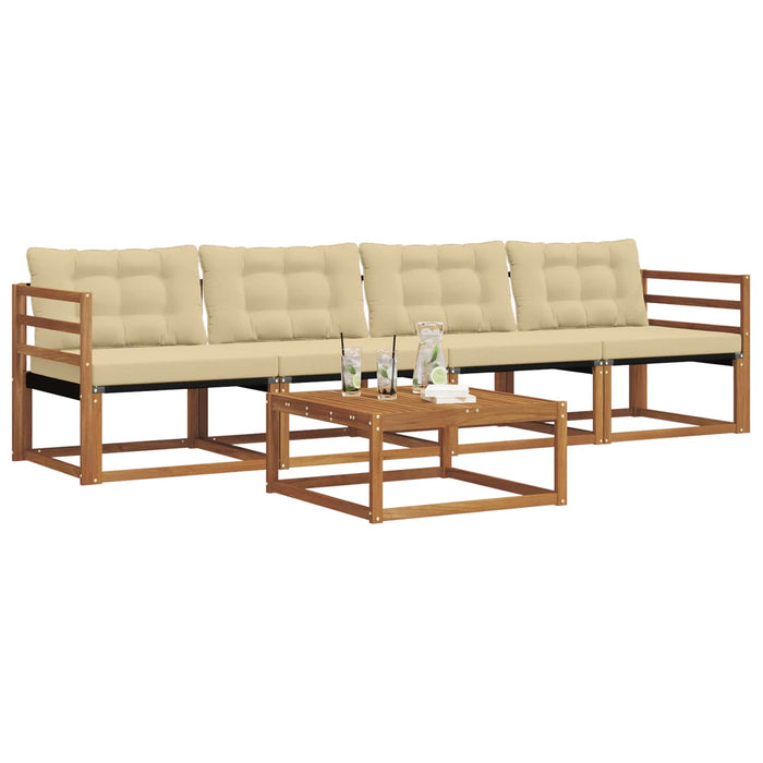 Set de canapele de exterior cu pernă 5 pcs Natural și Bej - WALTI WALTI