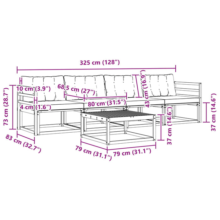 Set de canapele de exterior cu pernă 5 pcs Natural și Bej - WALTI WALTI
