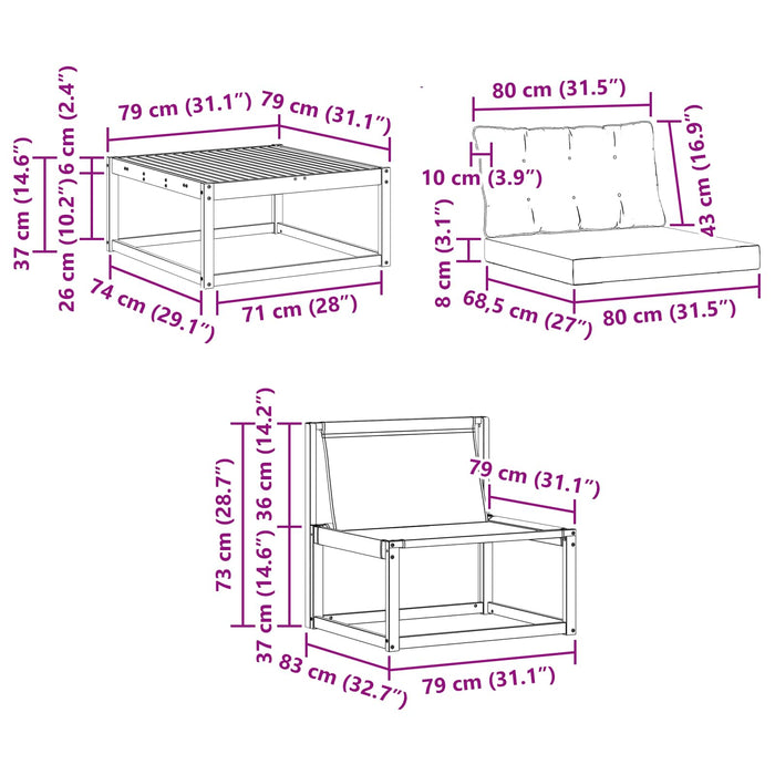 Set de canapele de exterior cu pernă 5 pcs Natural și Bej - WALTI WALTI