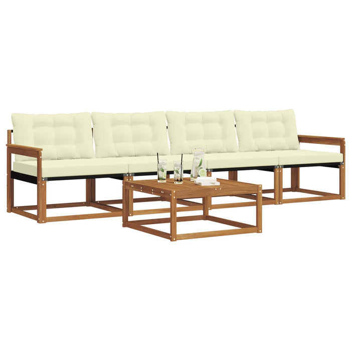 Set de canapele de exterior cu pernă 5 pcs Natural și Crem - WALTI WALTI