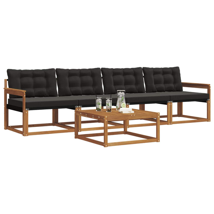 Set de canapele de exterior cu pernă 5 pcs Natural și Negru - WALTI WALTI