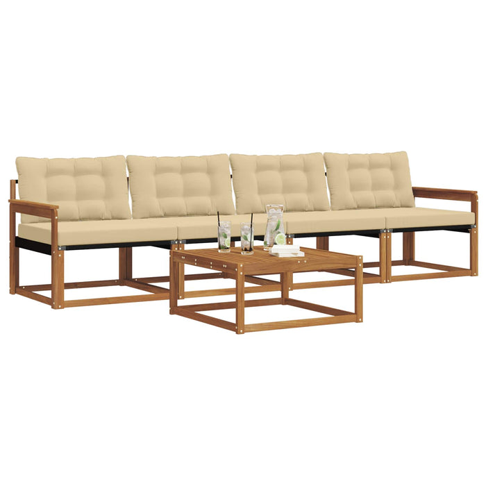 Set de canapele de exterior cu pernă 5 pcs Natural și Bej - WALTI WALTI