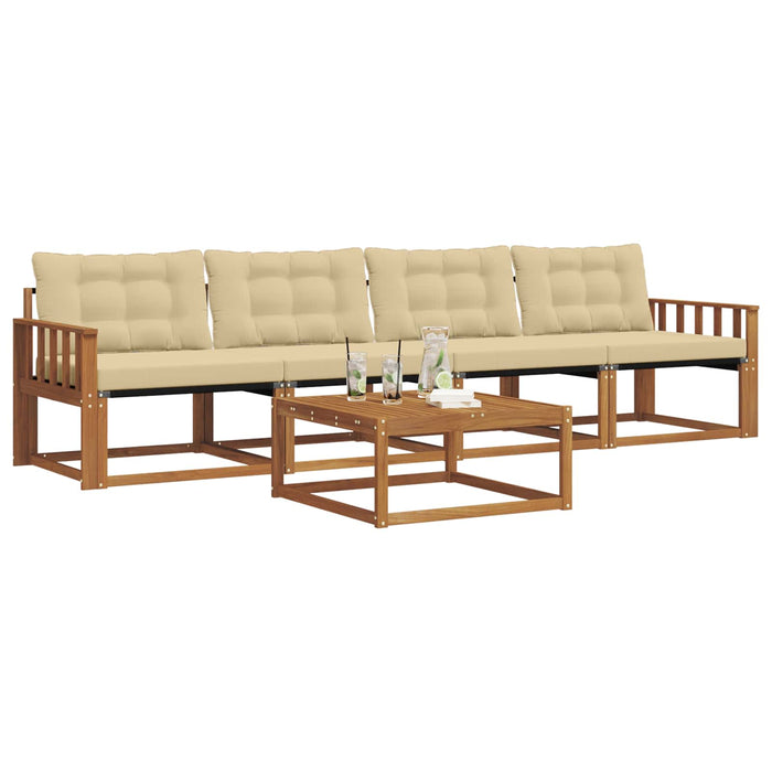 Set de canapele de exterior cu pernă 5 pcs Natural și Bej - WALTI WALTI