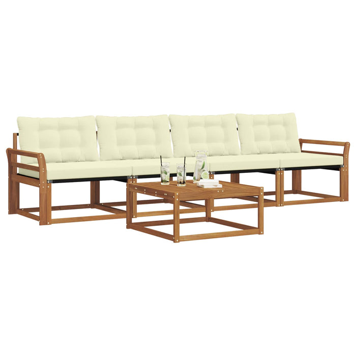 Set de canapele de exterior cu pernă 5 pcs Natural și Crem - WALTI WALTI