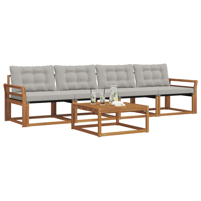 Set de canapele de exterior 5 pcs Gri natural și deschis - WALTI WALTI