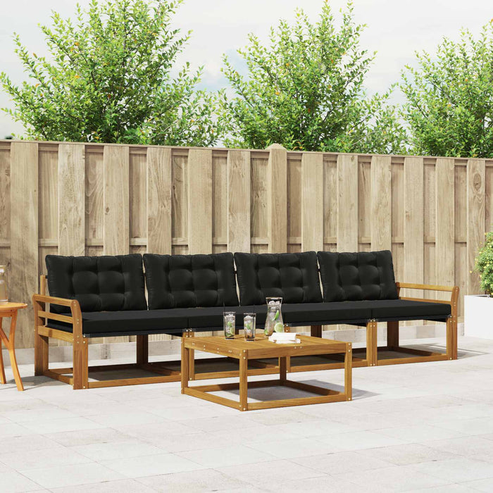 Set de canapele de exterior cu pernă 5 pcs Natural și Negru - WALTI WALTI