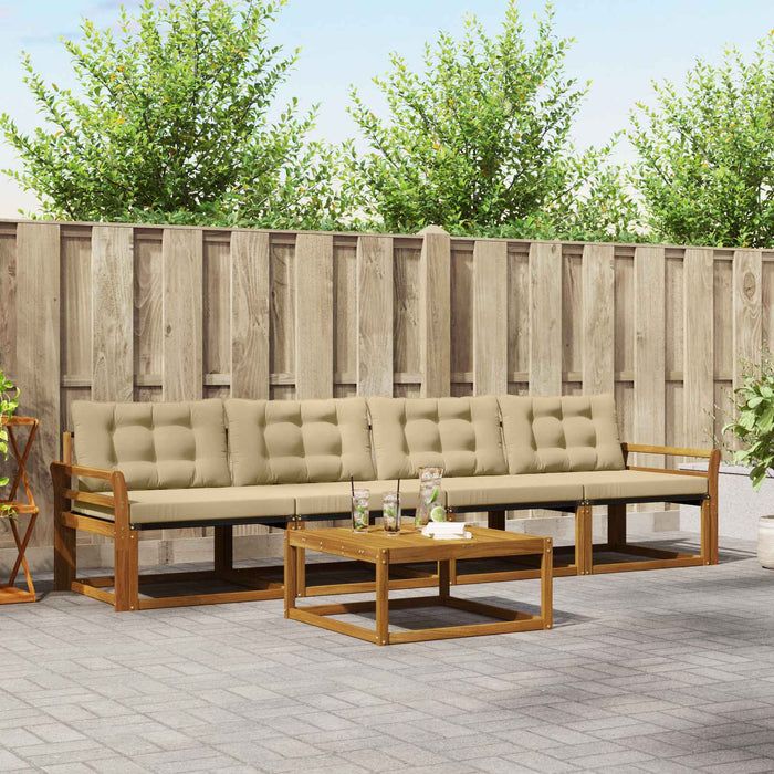 Set de canapele de exterior cu pernă 5 pcs Natural și Bej - WALTI WALTI