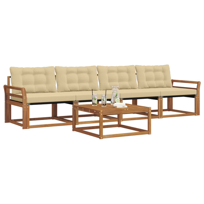 Set de canapele de exterior cu pernă 5 pcs Natural și Bej - WALTI WALTI