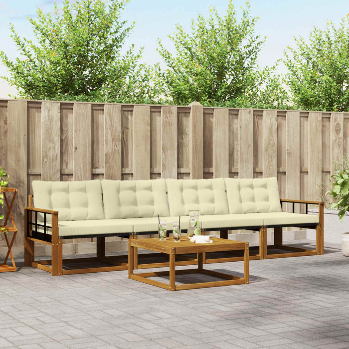 Set de canapele de exterior cu pernă 5 pcs Natural și Crem - WALTI WALTI