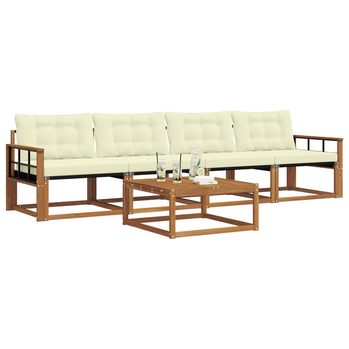 Set de canapele de exterior cu pernă 5 pcs Natural și Crem - WALTI WALTI