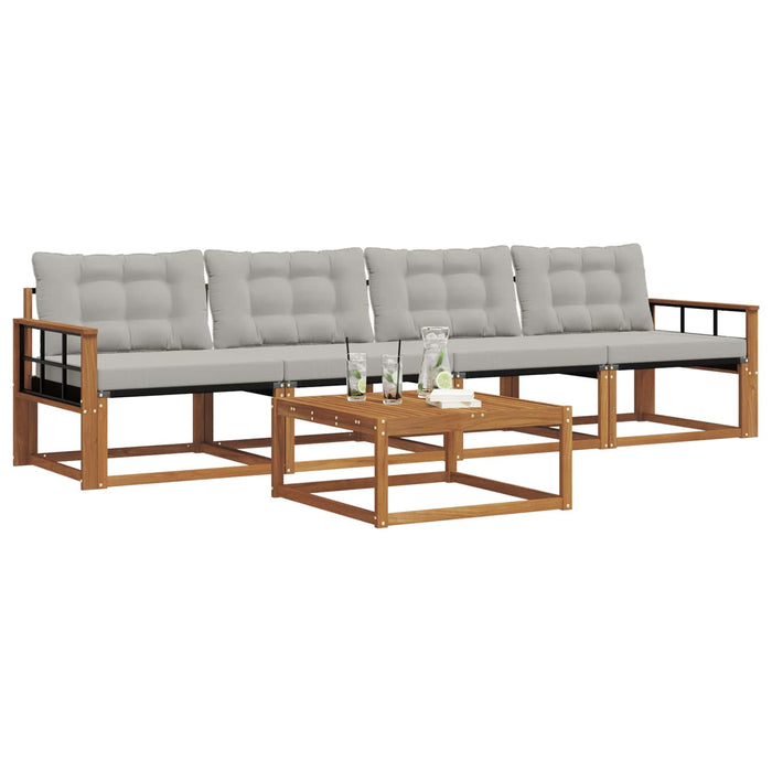 Set de canapele de exterior 5 pcs Gri natural și deschis - WALTI WALTI