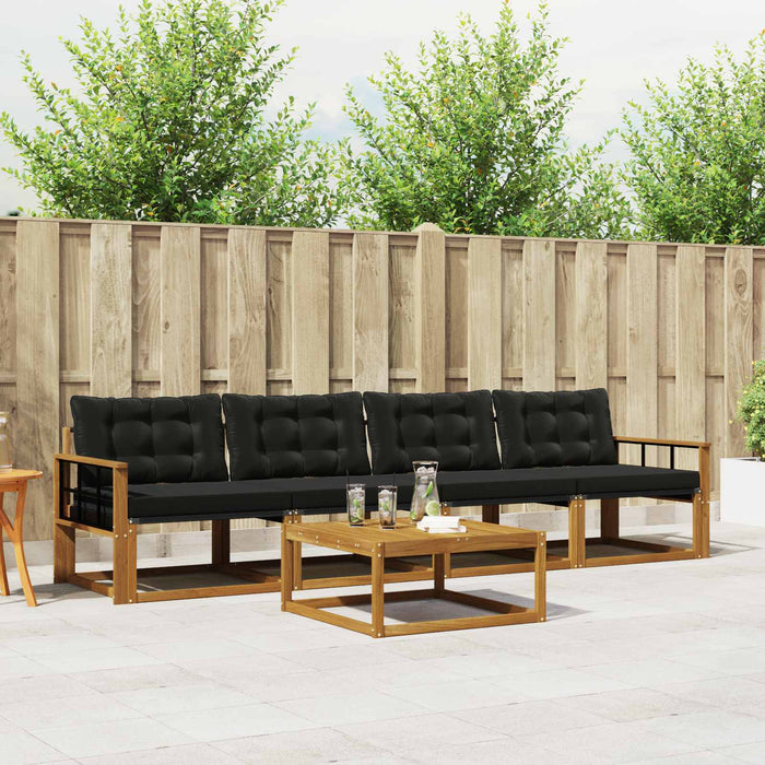 Set de canapele de exterior cu pernă 5 pcs Natural și Negru - WALTI WALTI