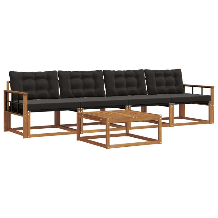 Set de canapele de exterior cu pernă 5 pcs Natural și Negru - WALTI WALTI