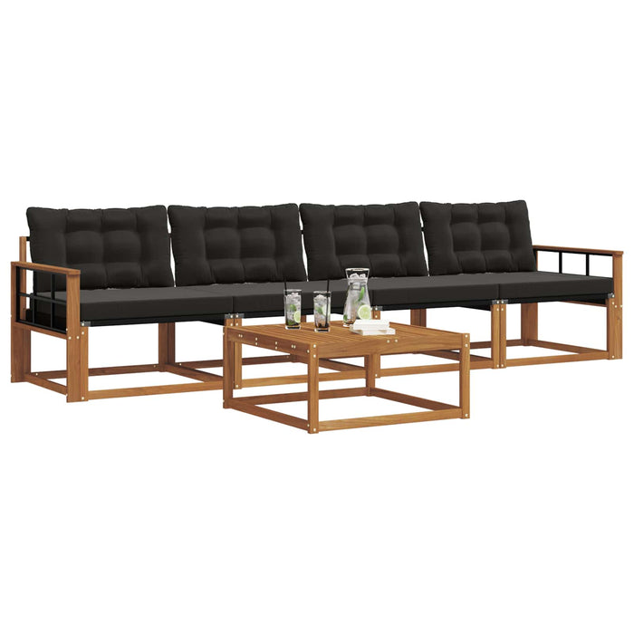Set de canapele de exterior cu pernă 5 pcs Natural și Negru - WALTI WALTI