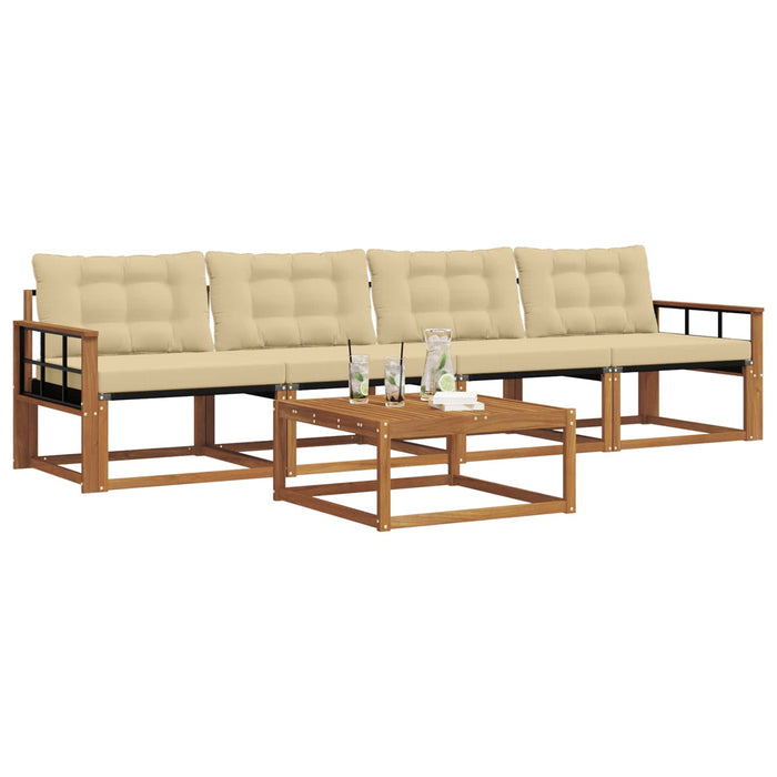 Set de canapele de exterior cu pernă 5 pcs Natural și Bej - WALTI WALTI