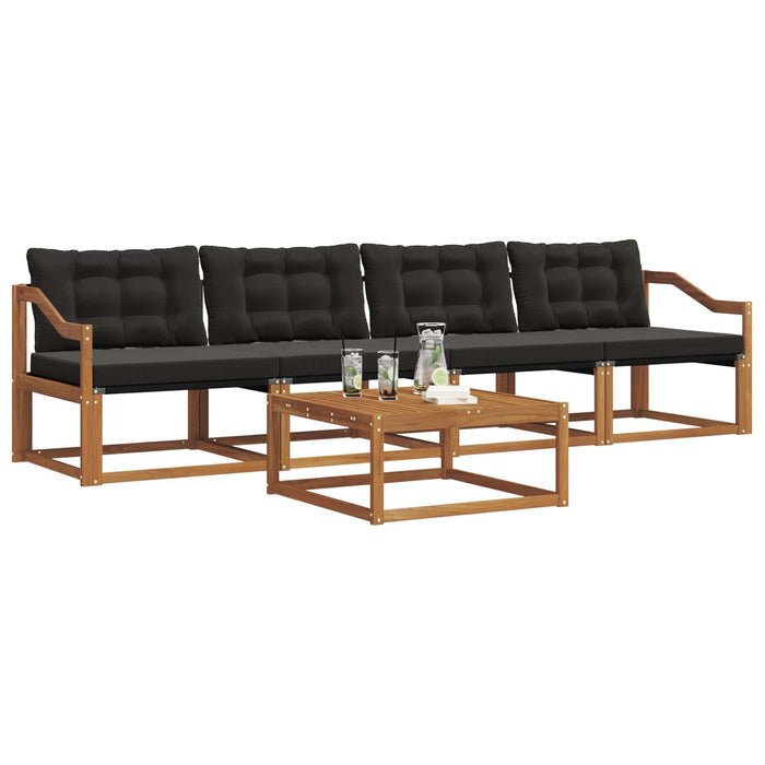 Set de canapele de exterior cu pernă 5 pcs Natural și Negru - WALTI WALTI