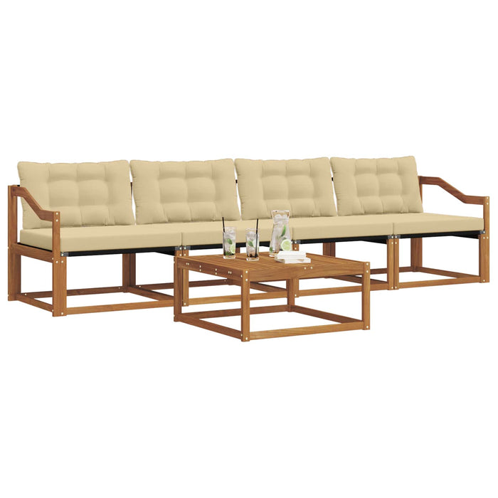 Set de canapele de exterior cu pernă 5 pcs Natural și Bej - WALTI WALTI
