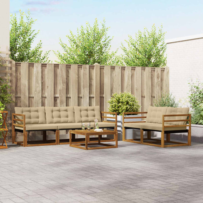 Set de canapele de exterior cu pernă 6 pcs Natural și Bej WALTI