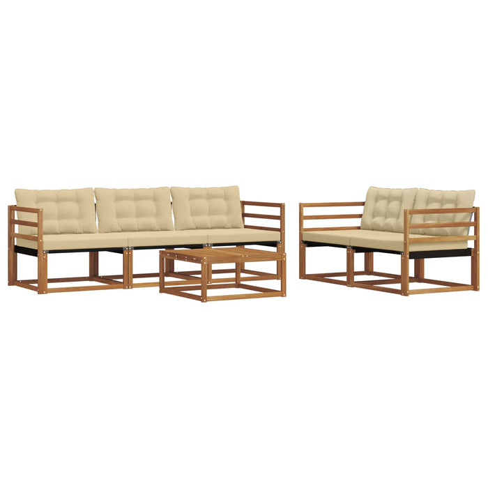 Set de canapele de exterior cu pernă 6 pcs Natural și Bej WALTI