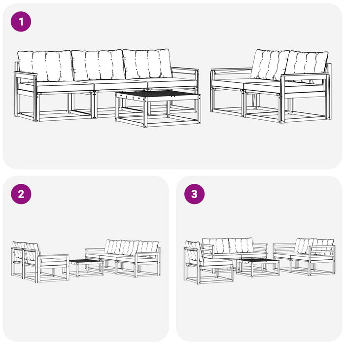 Set de canapele de exterior cu pernă 6 pcs Natural și Negru - WALTI WALTI