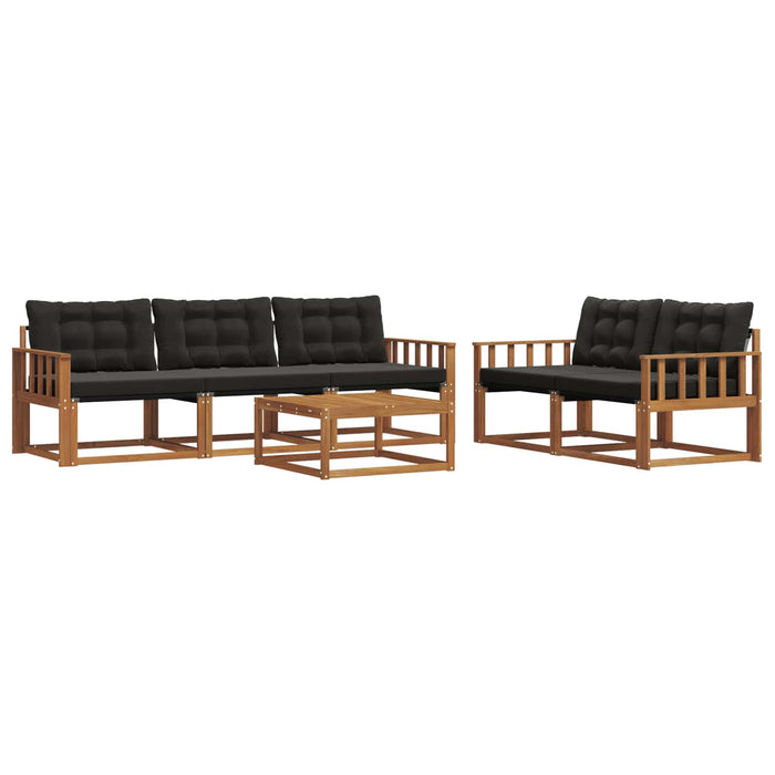 Set de canapele de exterior cu pernă 6 pcs Natural și Negru - WALTI WALTI