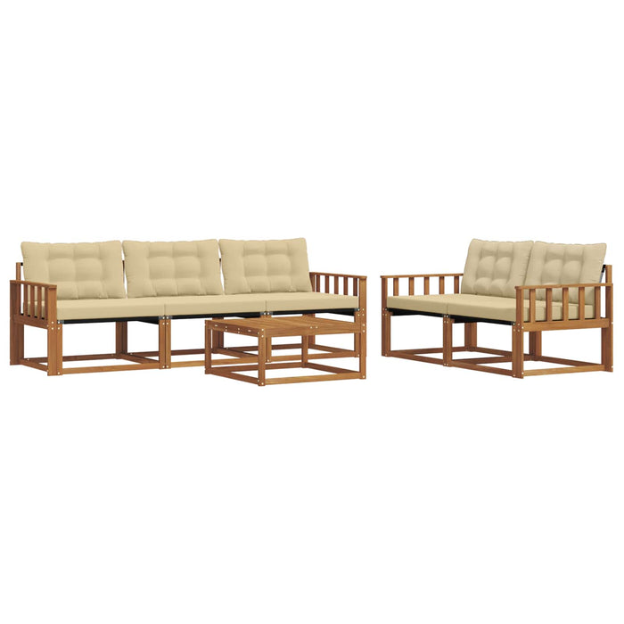 Set de canapele de exterior cu pernă 6 pcs Natural și Bej WALTI