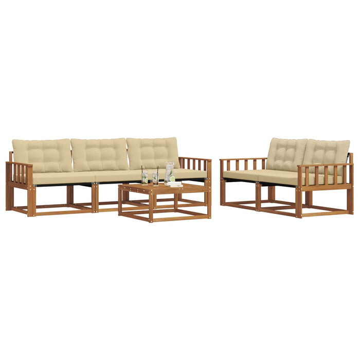 Set de canapele de exterior cu pernă 6 pcs Natural și Bej WALTI