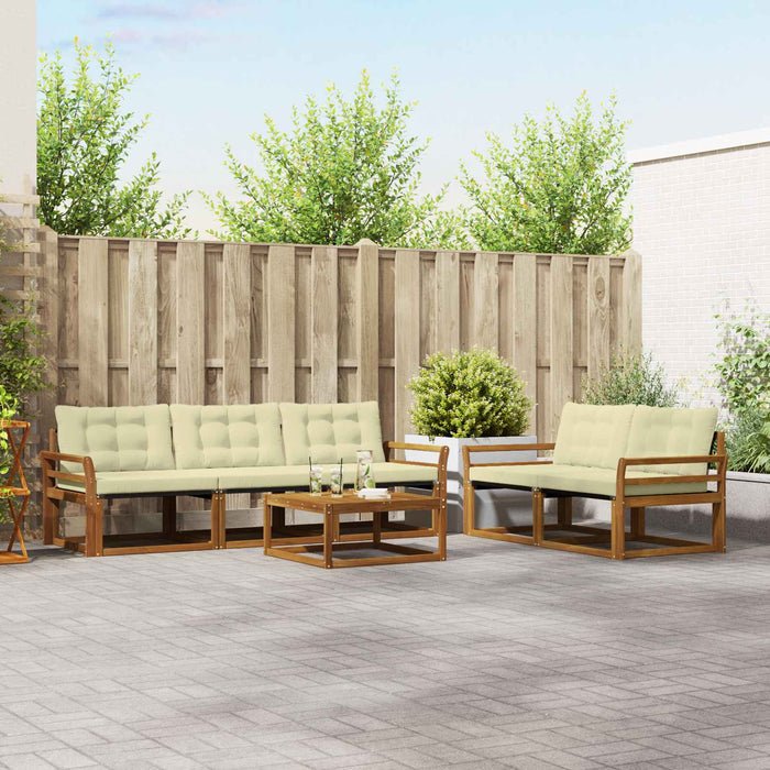 Set de canapele de exterior cu pernă 6 pcs Natural și Crem - WALTI WALTI