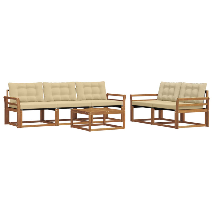Set de canapele de exterior cu pernă 6 pcs Natural și Bej WALTI
