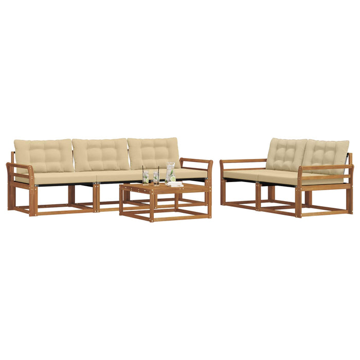 Set de canapele de exterior cu pernă 6 pcs Natural și Bej WALTI