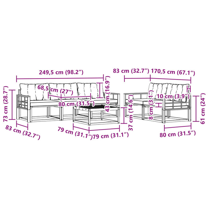 Set de canapele de exterior cu pernă 6 pcs Natural și Crem - WALTI WALTI