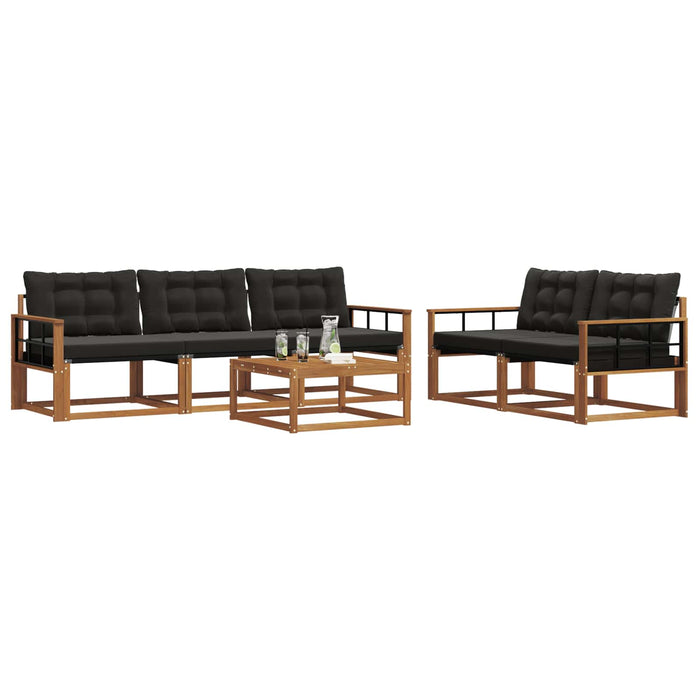 Set de canapele de exterior cu pernă 6 pcs Natural și Negru - WALTI WALTI