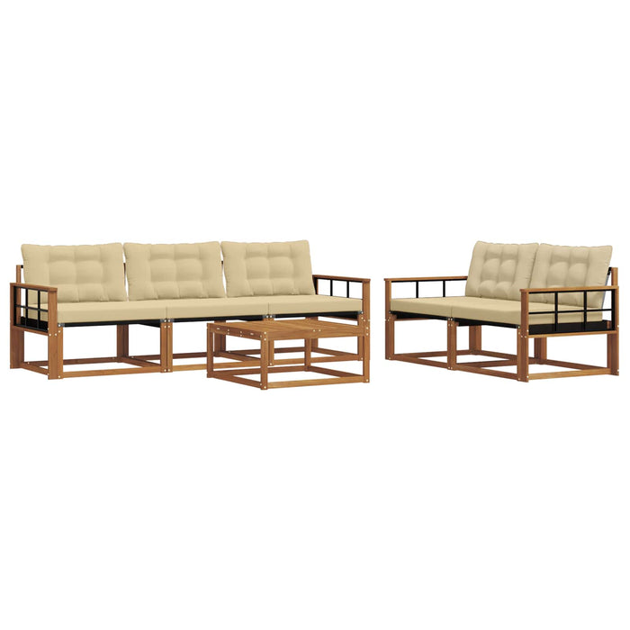 Set de canapele de exterior cu pernă 6 pcs Natural și Bej WALTI