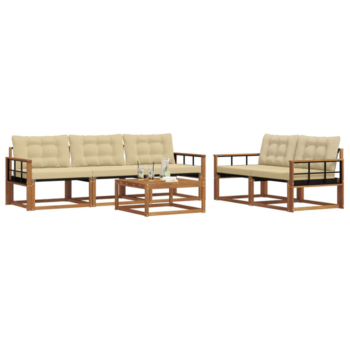 Set de canapele de exterior cu pernă 6 pcs Natural și Bej WALTI