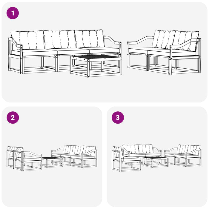 Set de canapele de exterior 6 pcs Gri natural și deschis - WALTI WALTI