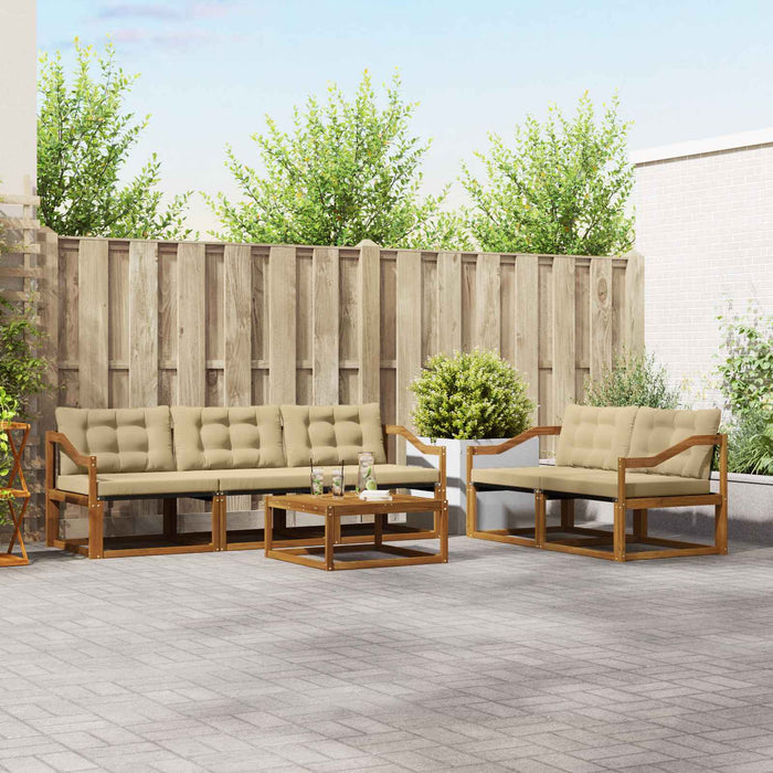 Set de canapele de exterior cu pernă 6 pcs Natural și Bej WALTI