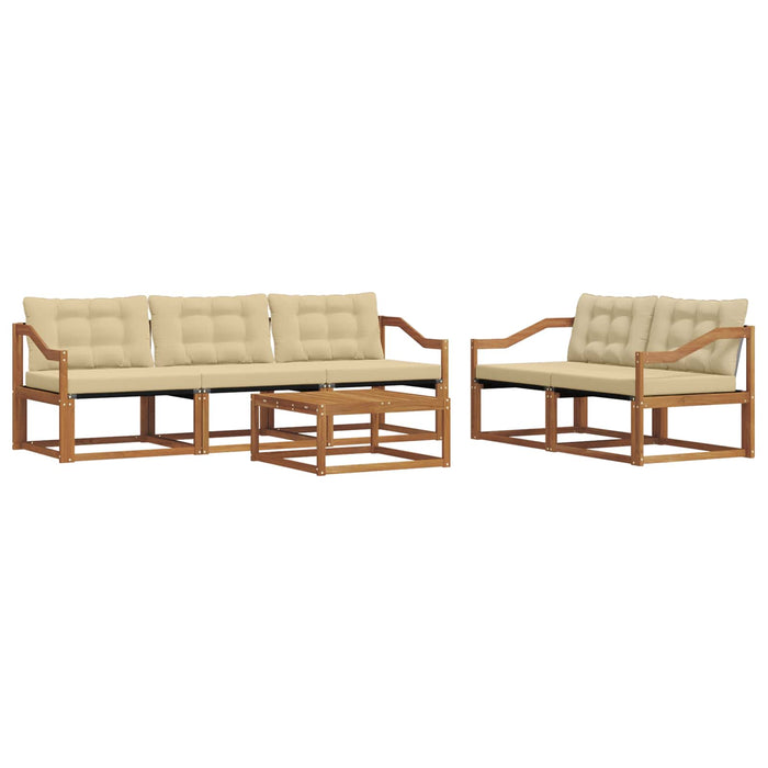 Set de canapele de exterior cu pernă 6 pcs Natural și Bej WALTI