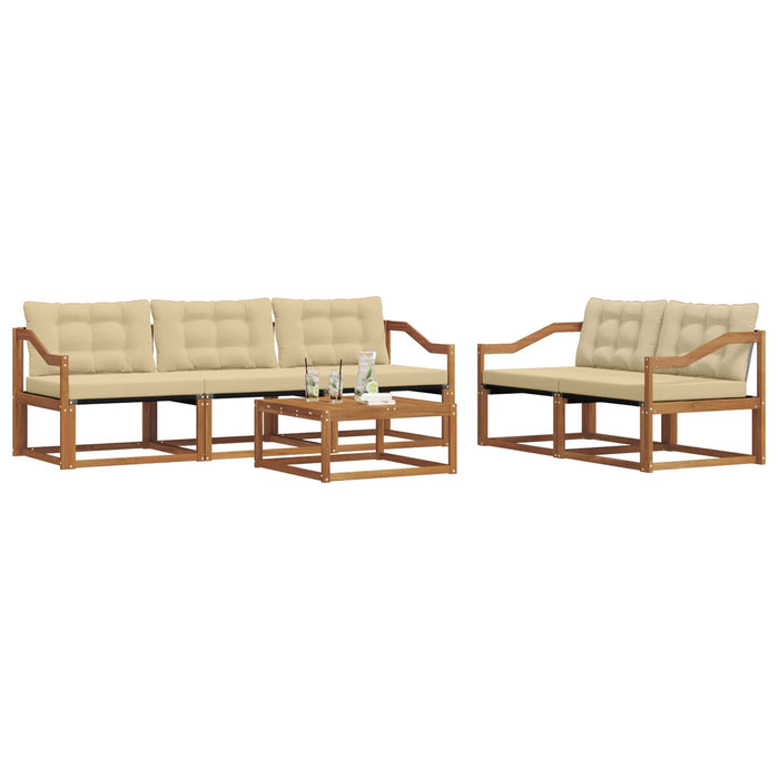 Set de canapele de exterior cu pernă 6 pcs Natural și Bej WALTI