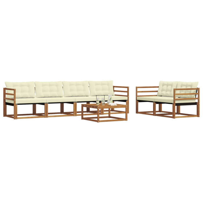 Set de canapele de exterior cu pernă 7 pcs Natural și Crem WALTI