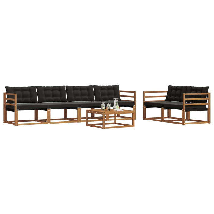 Set de canapele de exterior cu pernă 7 pcs Natural și Negru WALTI
