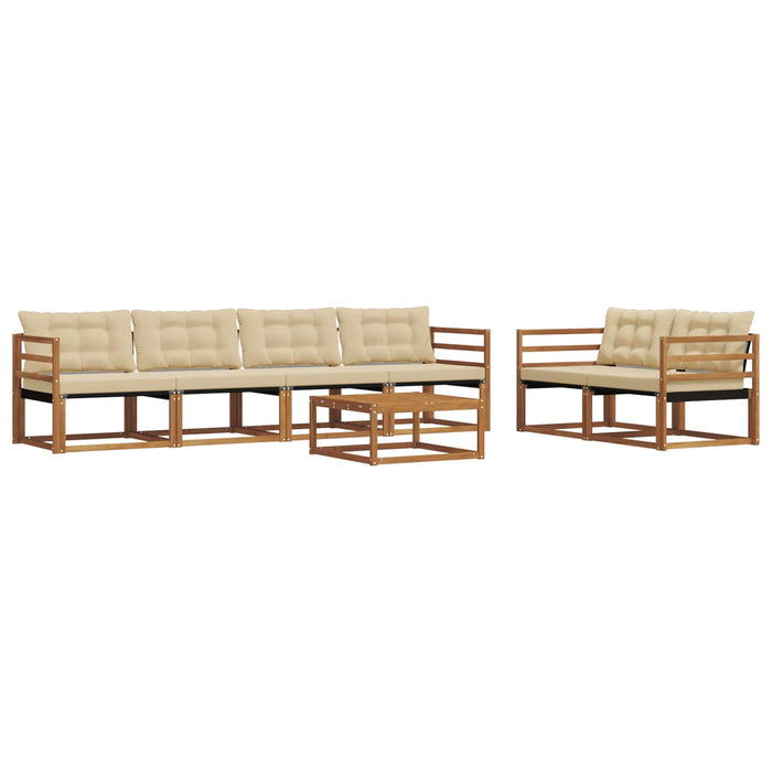 Set de canapele de exterior cu pernă 7 pcs Natural și Bej WALTI