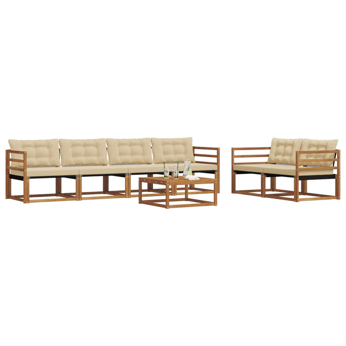 Set de canapele de exterior cu pernă 7 pcs Natural și Bej WALTI